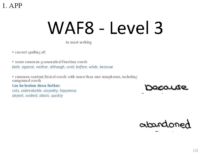 1. APP WAF 8 - Level 3 In most writing § correct spelling of: