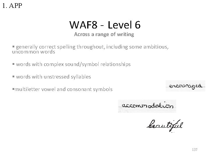 1. APP WAF 8 - Level 6 Across a range of writing § generally