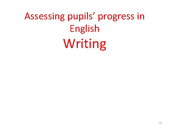 Assessing pupils’ progress in English Writing 32 