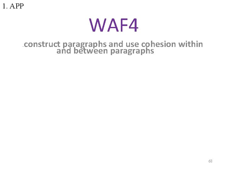 1. APP WAF 4 – construct paragraphs and use cohesion within and between paragraphs