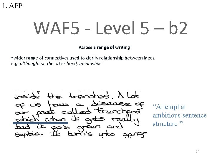 1. APP WAF 5 - Level 5 – b 2 Across a range of