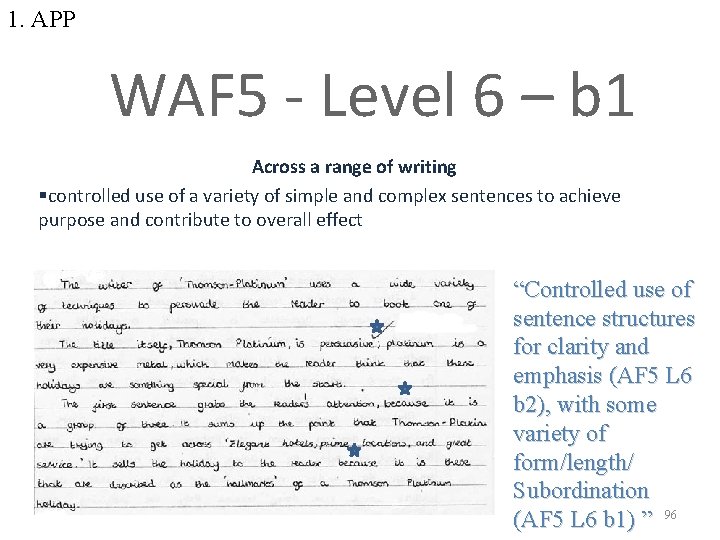 1. APP WAF 5 - Level 6 – b 1 Across a range of