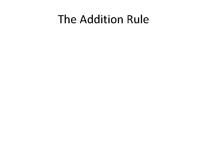 The Addition Rule 