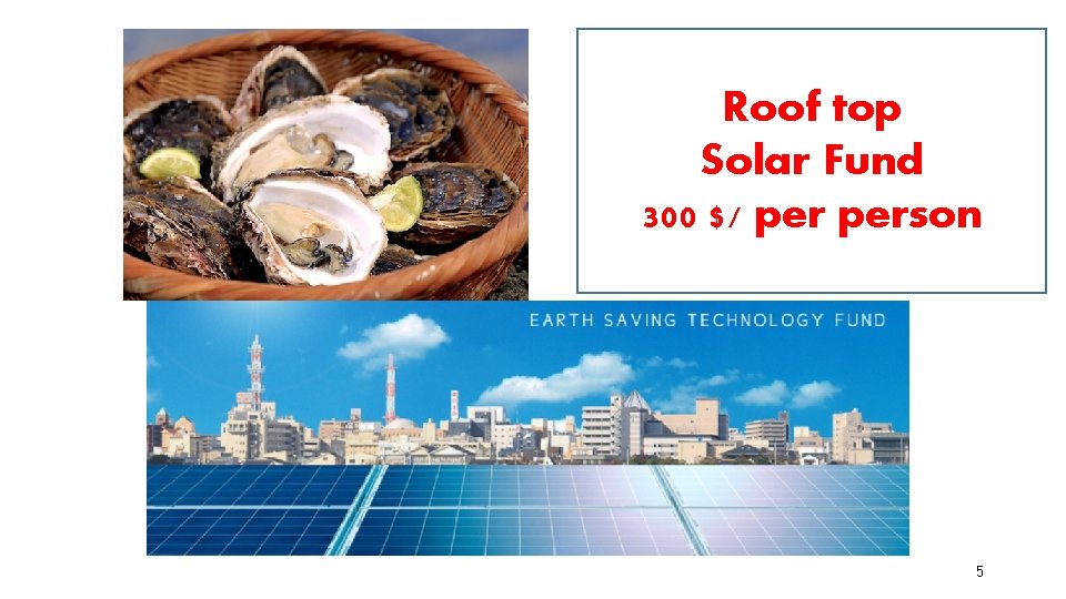 Roof top Solar Fund 300 $/ person 5 