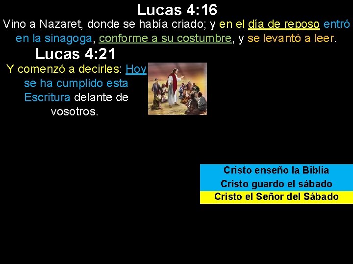 Lucas 4: 16 Vino a Nazaret, donde se había criado; y en el día