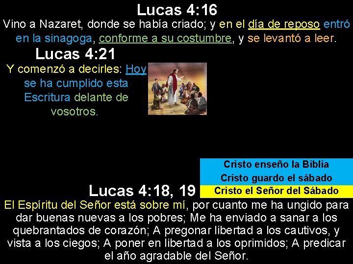 Lucas 4: 16 Vino a Nazaret, donde se había criado; y en el día