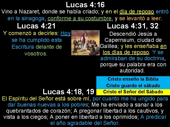 Lucas 4: 16 Vino a Nazaret, donde se había criado; y en el día