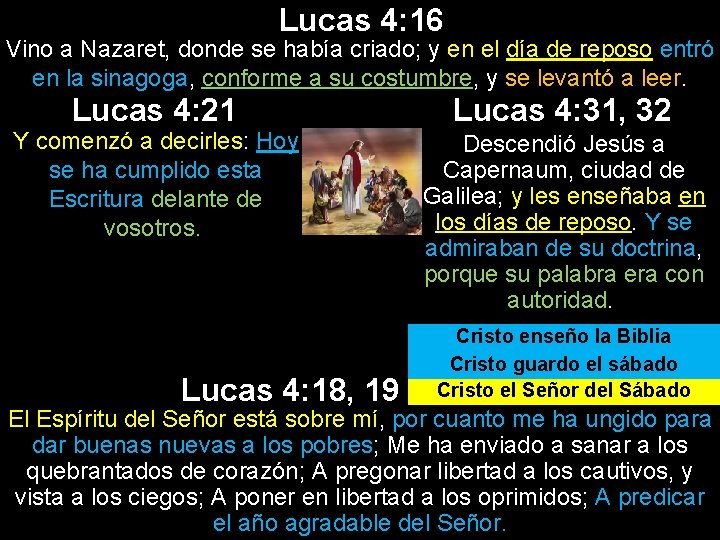 Lucas 4: 16 Vino a Nazaret, donde se había criado; y en el día