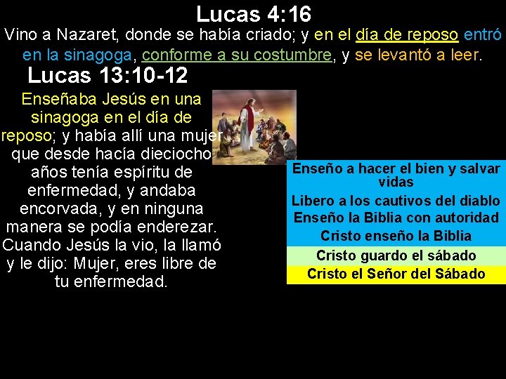 Lucas 4: 16 Vino a Nazaret, donde se había criado; y en el día