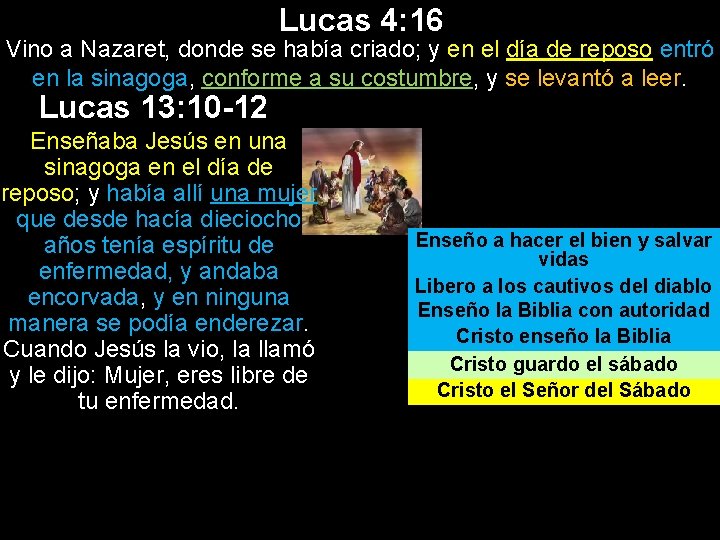 Lucas 4: 16 Vino a Nazaret, donde se había criado; y en el día