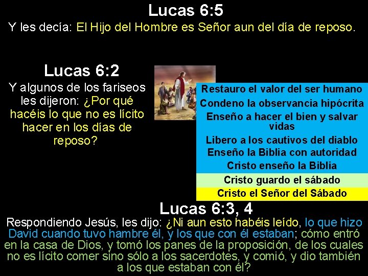 Lucas 6: 5 Y les decía: El Hijo del Hombre es Señor aun del