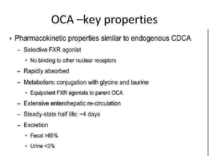OCA –key properties 