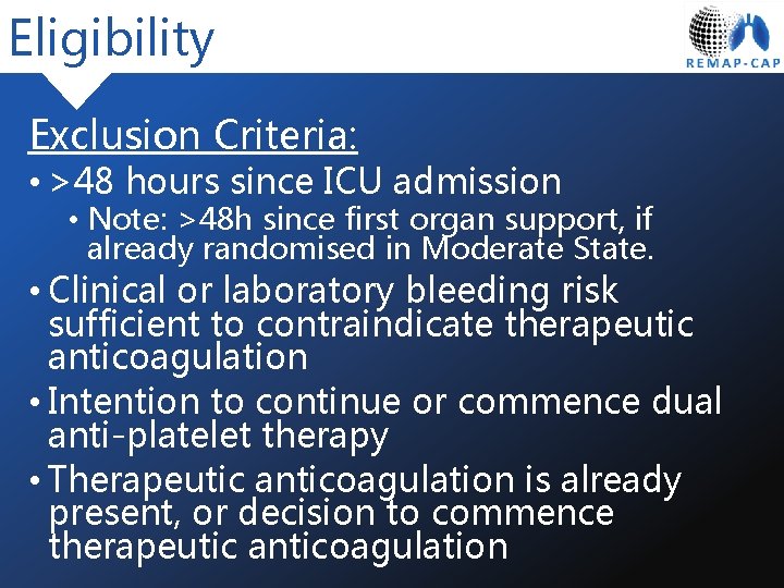 Eligibility Exclusion Criteria: • >48 hours since ICU admission • Note: >48 h since