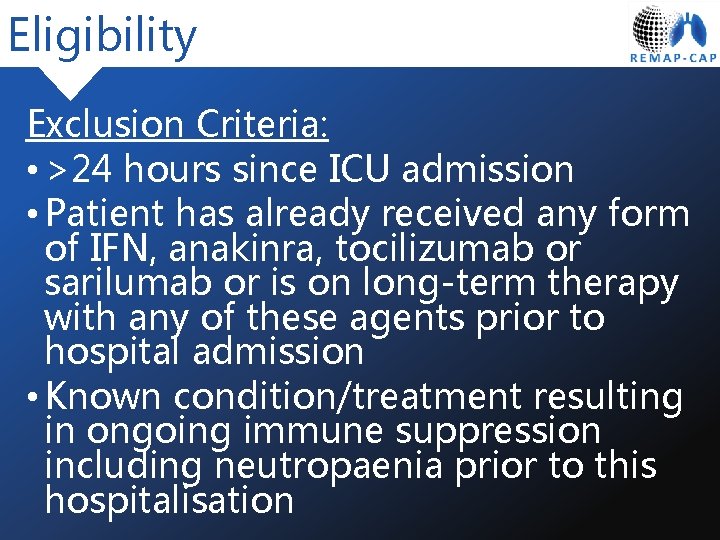 Eligibility Exclusion Criteria: • >24 hours since ICU admission • Patient has already received