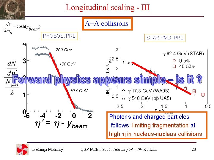 Longitudinal scaling - III A+A collisions PHOBOS, PRL STAR PMD, PRL 200 Ge. V