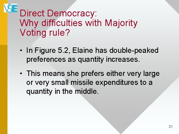 Direct Democracy: Why difficulties with Majority Voting rule? • In Figure 5. 2, Elaine