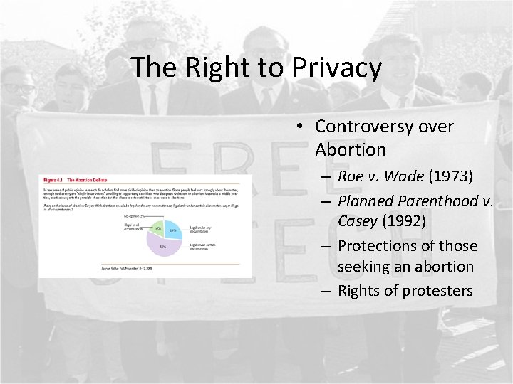 The Right to Privacy • Controversy over Abortion – Roe v. Wade (1973) –