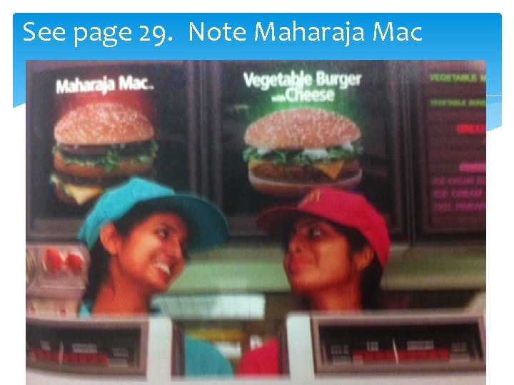 See page 29. Note Maharaja Mac 