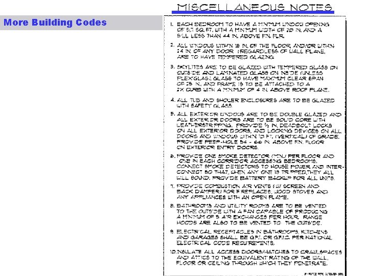 More Building Codes 