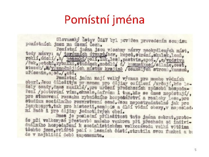 Pomístní jména 5 