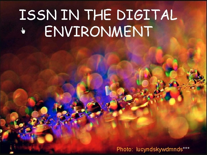 ISSN IN THE DIGITAL ENVIRONMENT Photo: lucyndskywdmnds*** 3 3 