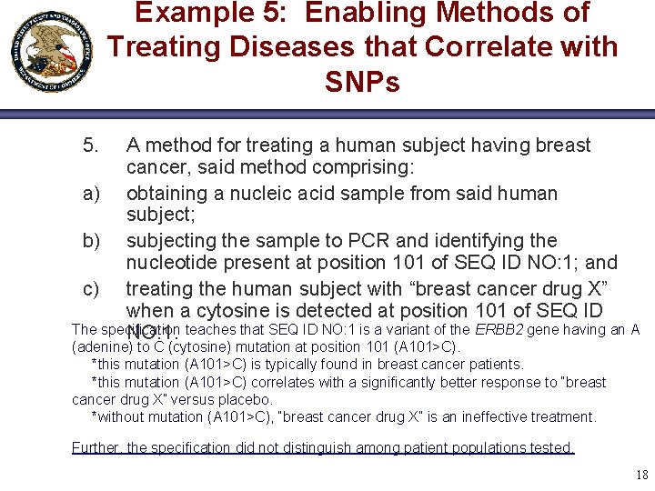 Example 5: Enabling Methods of Treating Diseases that Correlate with SNPs 5. A method