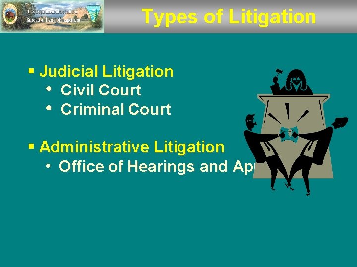 Types of Litigation § Judicial Litigation • Civil Court • Criminal Court § Administrative