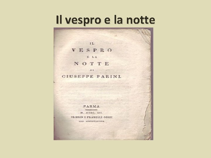 Il vespro e la notte 