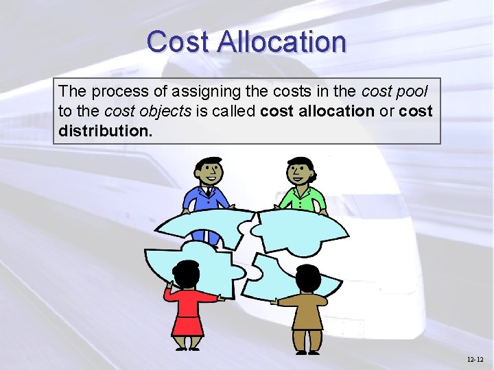 Cost Allocation The process of assigning the costs in the cost pool to the