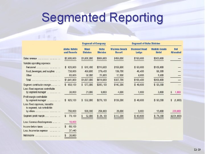 Segmented Reporting 12 -19 