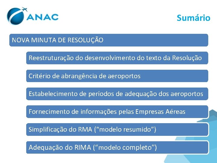 Sumário NOVA MINUTA DE RESOLUÇÃO Reestruturação do desenvolvimento do texto da Resolução Critério de