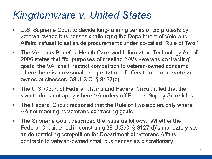 Kingdomware v. United States • U. S. Supreme Court to decide long-running series of