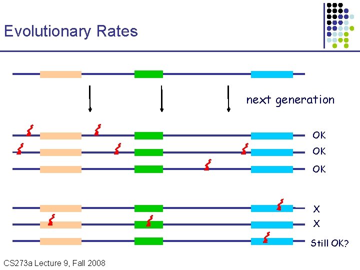 Evolutionary Rates next generation OK OK OK X X Still OK? CS 273 a