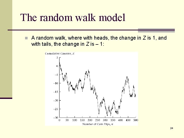The random walk model n A random walk, where with heads, the change in