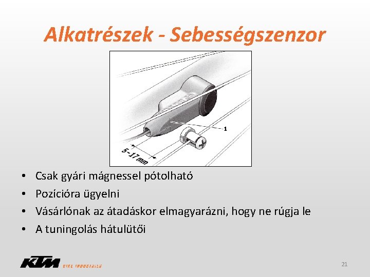 Alkatrészek - Sebességszenzor • • Csak gyári mágnessel pótolható Pozícióra ügyelni Vásárlónak az átadáskor