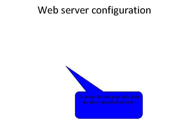 Web server configuration To access the web page only from the above specified network.