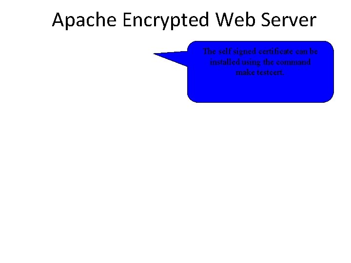 Apache Encrypted Web Server The self signed certificate can be installed using the command