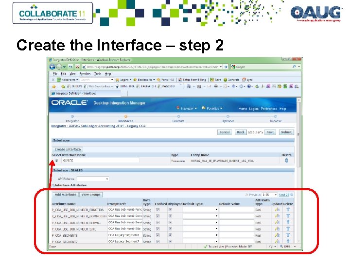 Create the Interface – step 2 