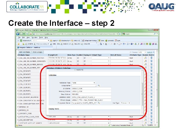 Create the Interface – step 2 