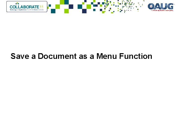 Save a Document as a Menu Function 