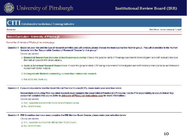 Institutional Review Board (IRB) 10 