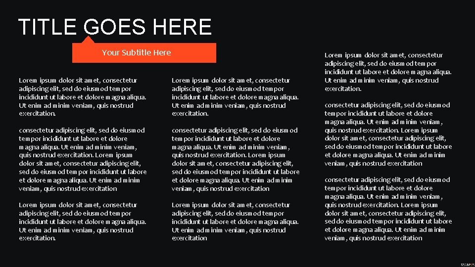 TITLE GOES HERE Your Subtitle Here Lorem ipsum dolor sit amet, consectetur adipiscing elit,