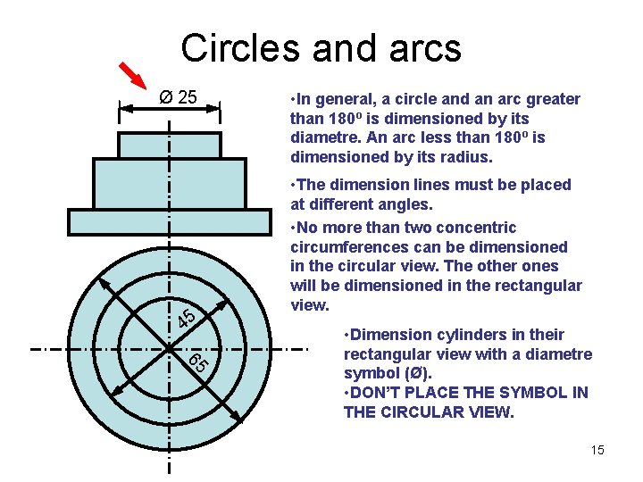 Circles and arcs Ø 25 45 65 • In general, a circle and an Circles and arcs Ø 25 45 65 • In general, a circle and an