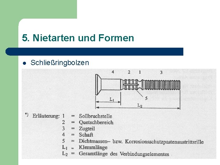5. Nietarten und Formen l Schließringbolzen 