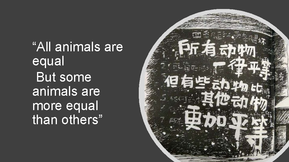 “All animals are equal But some animals are more equal than others” 