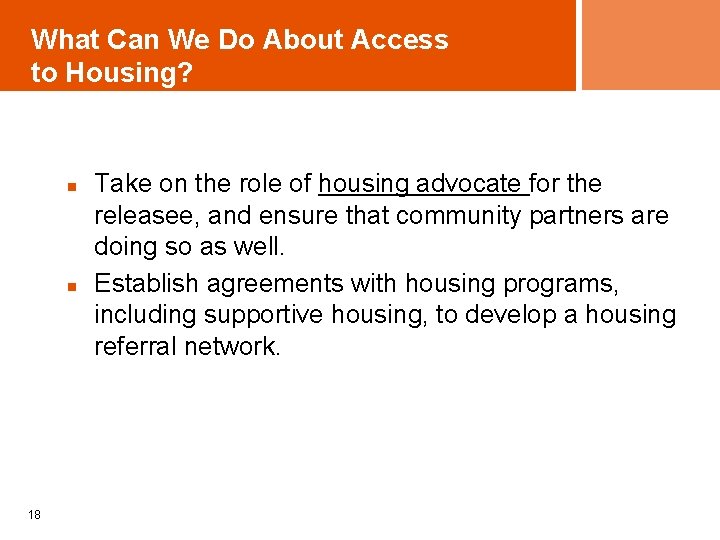 What Can We Do About Access to Housing? n n 18 Take on the