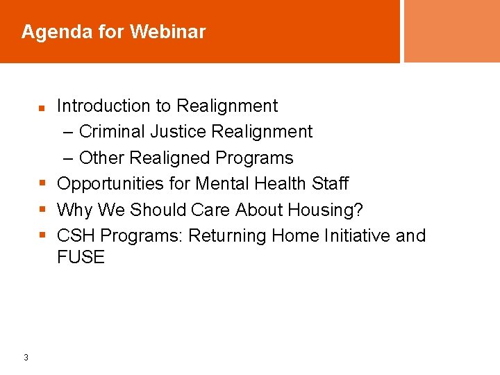 Agenda for Webinar Introduction to Realignment – Criminal Justice Realignment – Other Realigned Programs