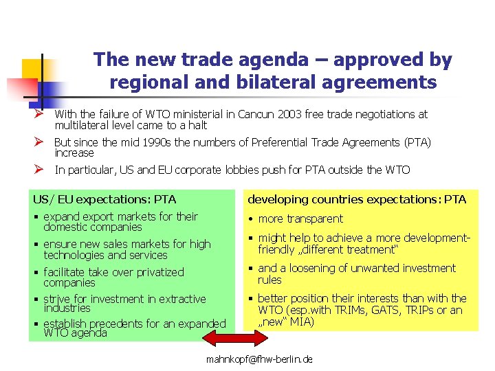 The Impact of Regional and Bilateral Agreements on