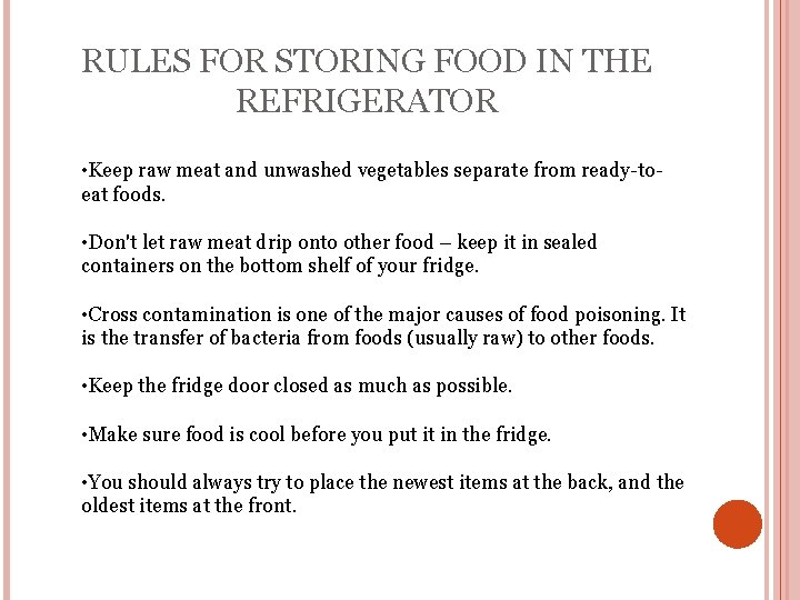 FOOD LABELLING STORAGE Information for N 5 Practical