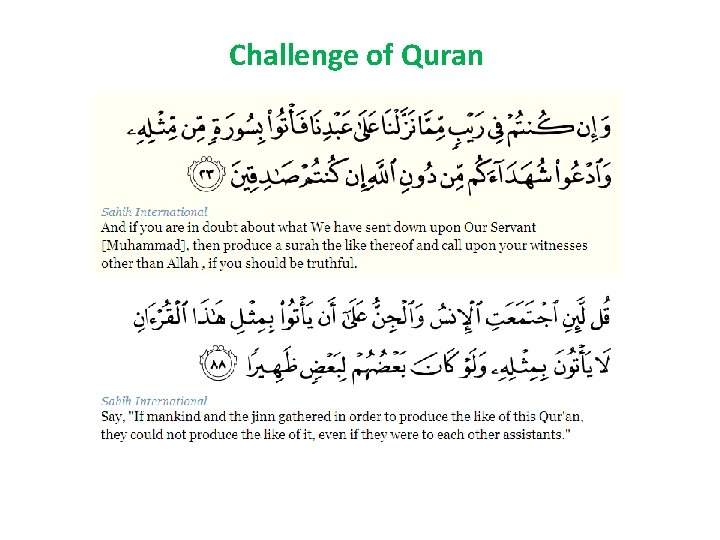 Challenge of Quran 